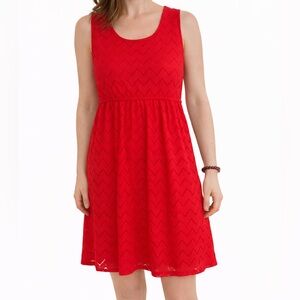 Bee Stitched Pink Chevron Lace Sleeveless Dress Size S